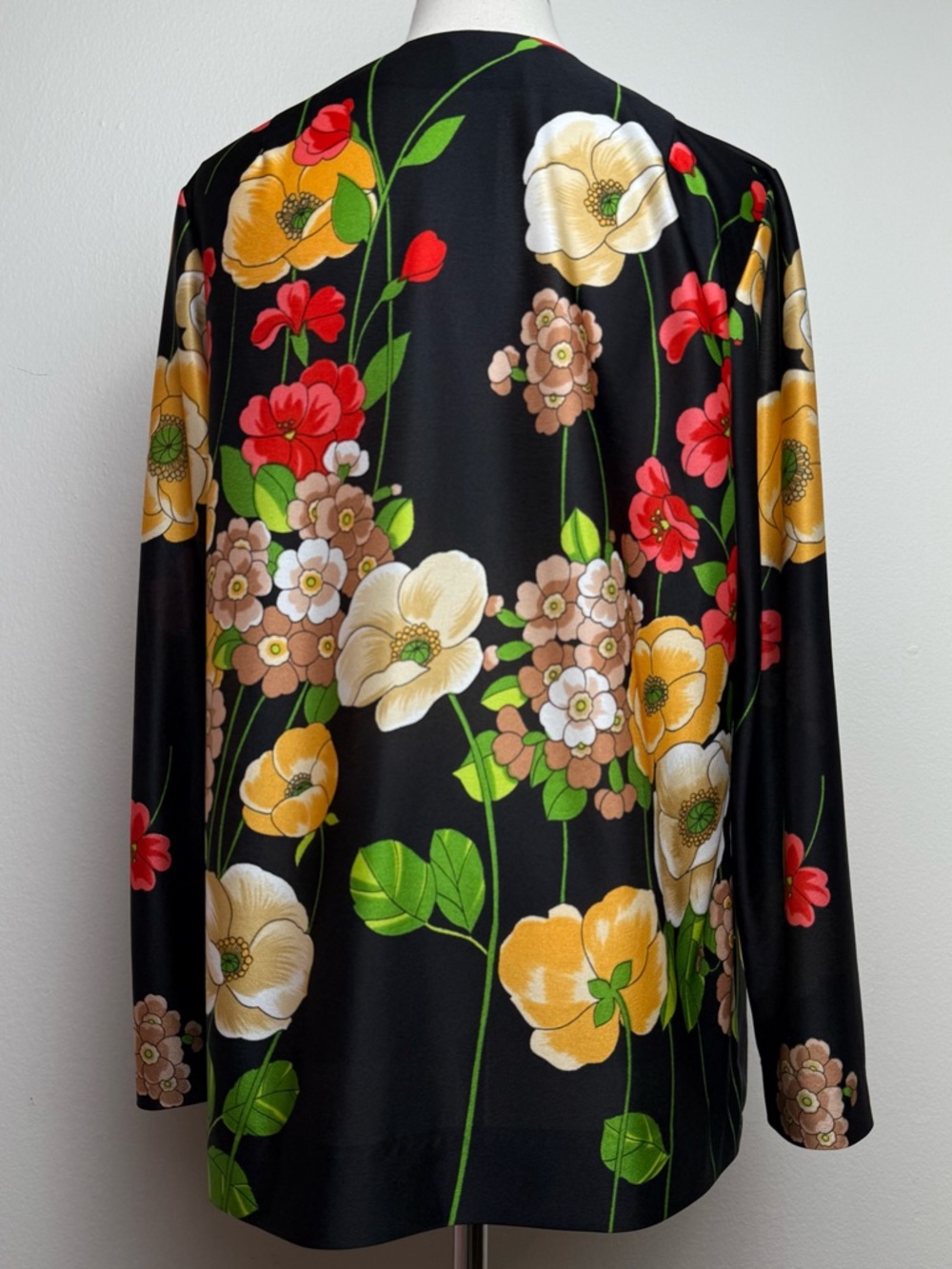Vintage 70s Anne Fogarty Collectors Items Floral Open Long Sleeve Cardigan Scarf - Picture 6 of 13